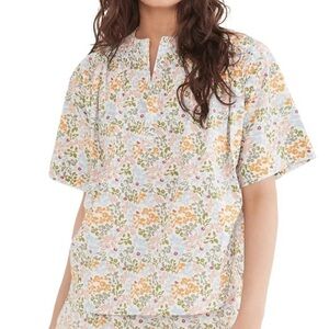 Apiece Apart Floral Poplin Shirred Mission Top Women’s Sz XS